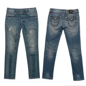 Miss Me Cuffed Skinny Blue Jeans